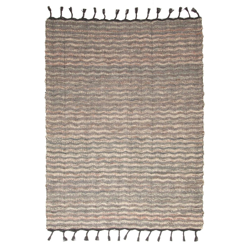 ECARPETGALLERY Braid weave Sienna Grey Wool Rug - 5'5 x 7'6