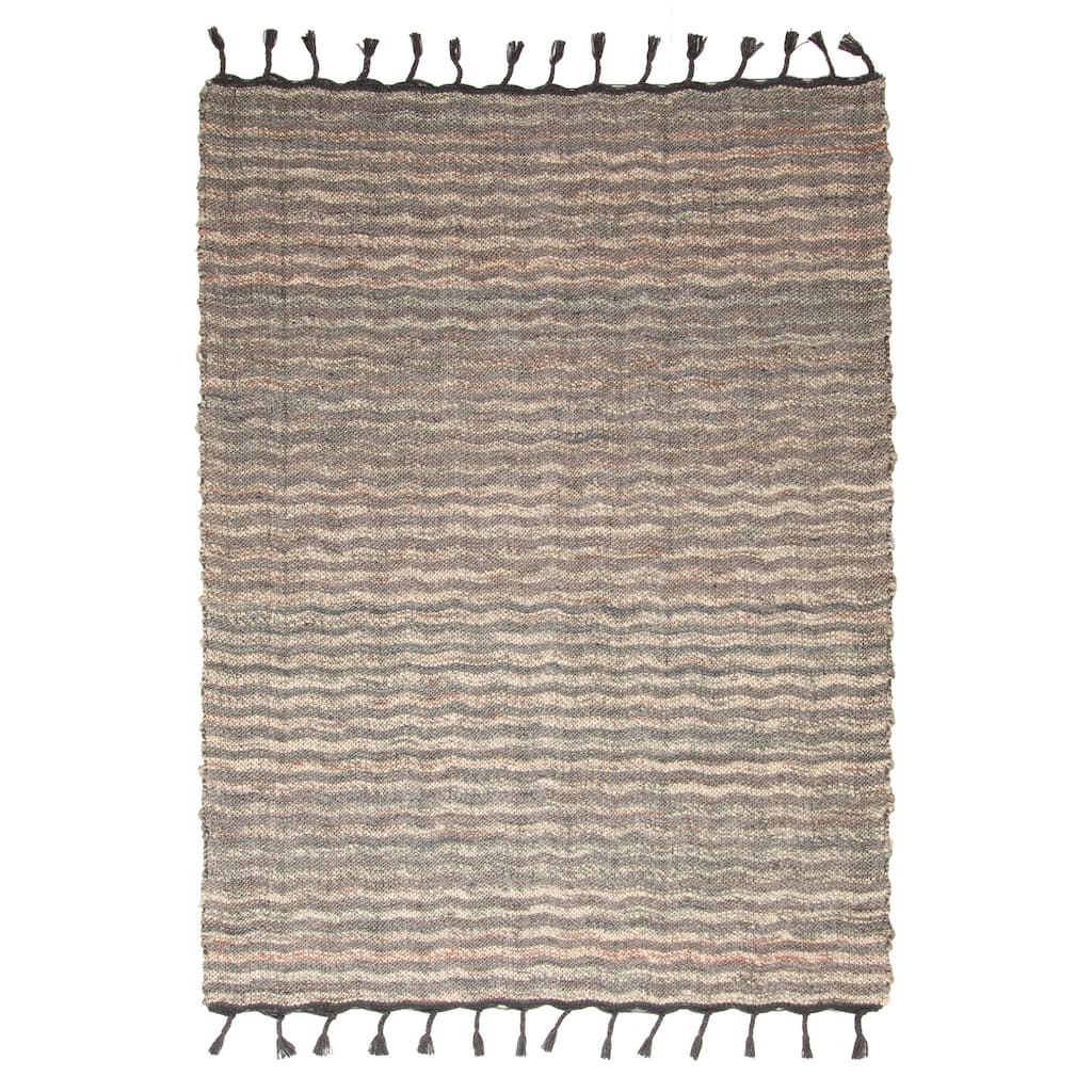 ECARPETGALLERY Braid weave Sienna Grey Wool Rug - 5'5 x 7'6