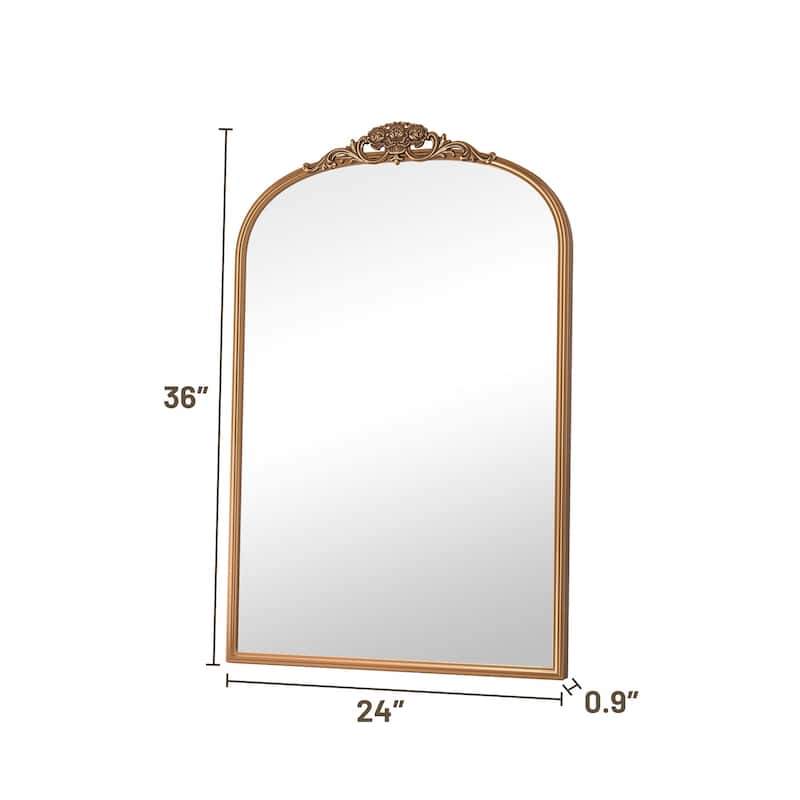 Keonjinn Art Decorative Accent Arched Wall Mirrors, Relief Frame, Antique Black/Gold
