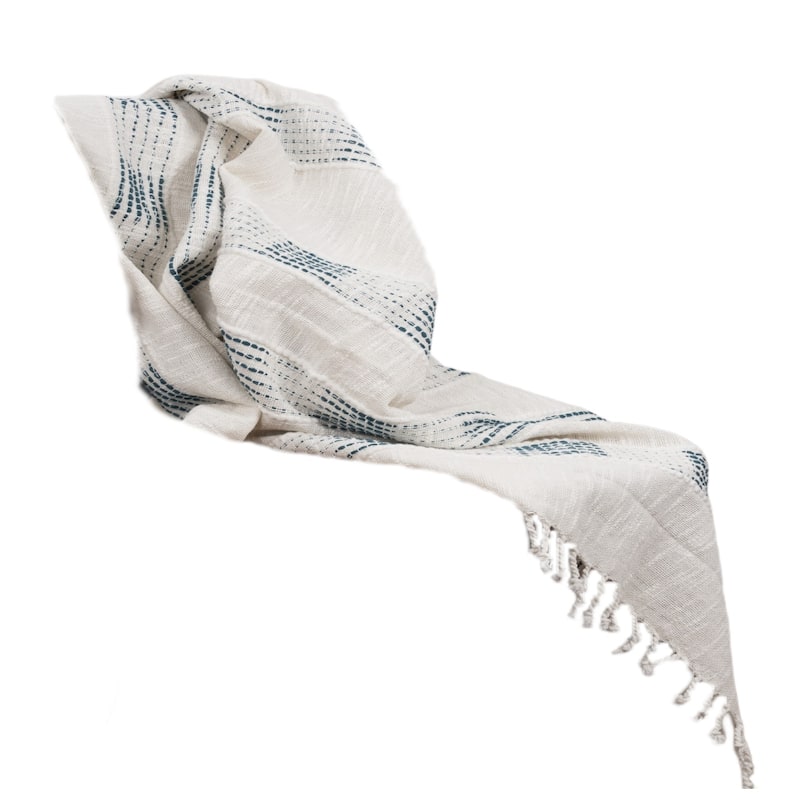 HomeRoots Gray Woven Cotton Throw Blanket with Fringe