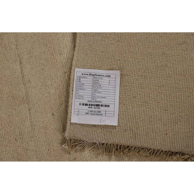 Modern Gabbeh Area Rug Handmade Oriental Beige Wool Carpet - 6'6" x 9'9"