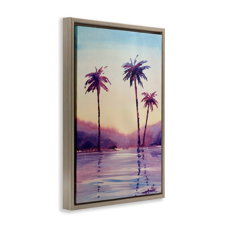 Stupell Purple Hued Palm Trees Framed Floater Canvas Wall Art Design By Stephanie Fielden