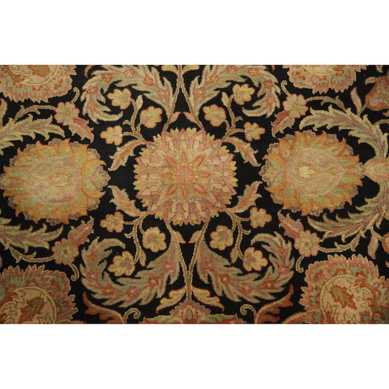 Hand Knotted Oriental 100% Wool Carpet Traditional All-Over Black Heriz (serapi) Area Rug - 9' 10'' X 8' 0''