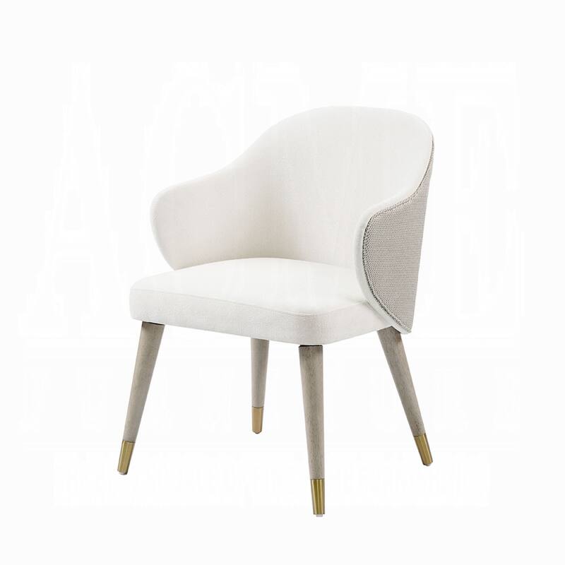 Arity Side Dining Chair Set of 2, Modern Light Gray Fabric, Gold Metal