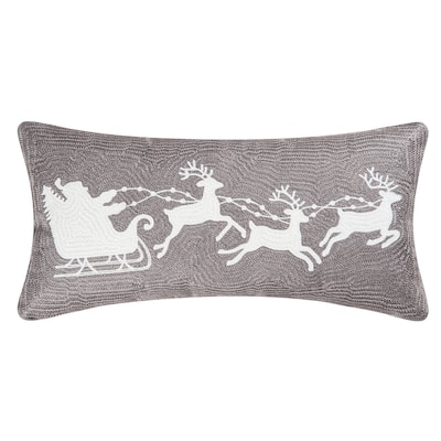 12" x 24" Sleigh Gray Rice Stitch Pillow
