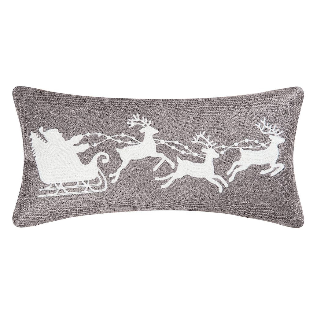 12" x 24" Sleigh Gray Rice Stitch Pillow