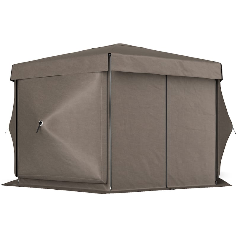 Brown Oxford Fiberglass Nylon Mesh Canopy Tent for 10-12 People - 70.9" x 70.9" x 86.6" - Brown