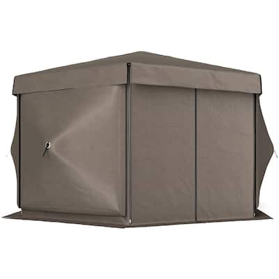 Brown Oxford Fiberglass Nylon Mesh Canopy Tent for 10-12 People - 70.9" x 70.9" x 86.6"