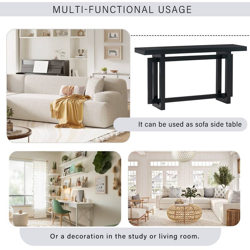 Rustic Entryway Table Black Console Table for Living Room, Sofa Side Table Coffee Table Decorative Table for Foyer