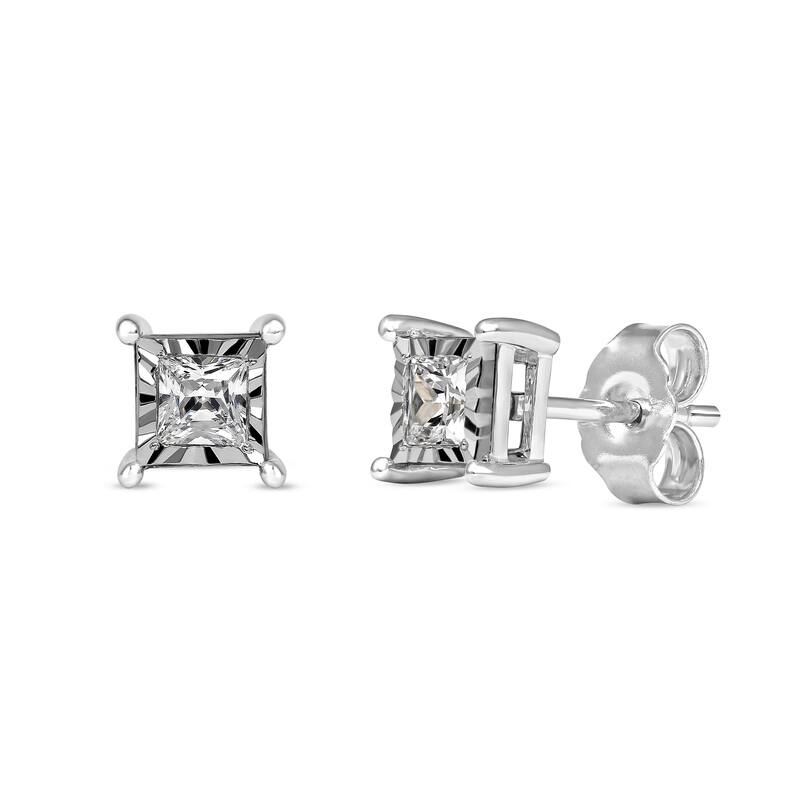 1/20ct to 3/4ct TDW Diamond Solitaire Stud Earrings in Silver for Women