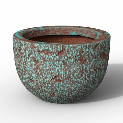 Concrete Planter Bowl Flower Pot with Enhanced Interior, Drainage Hole