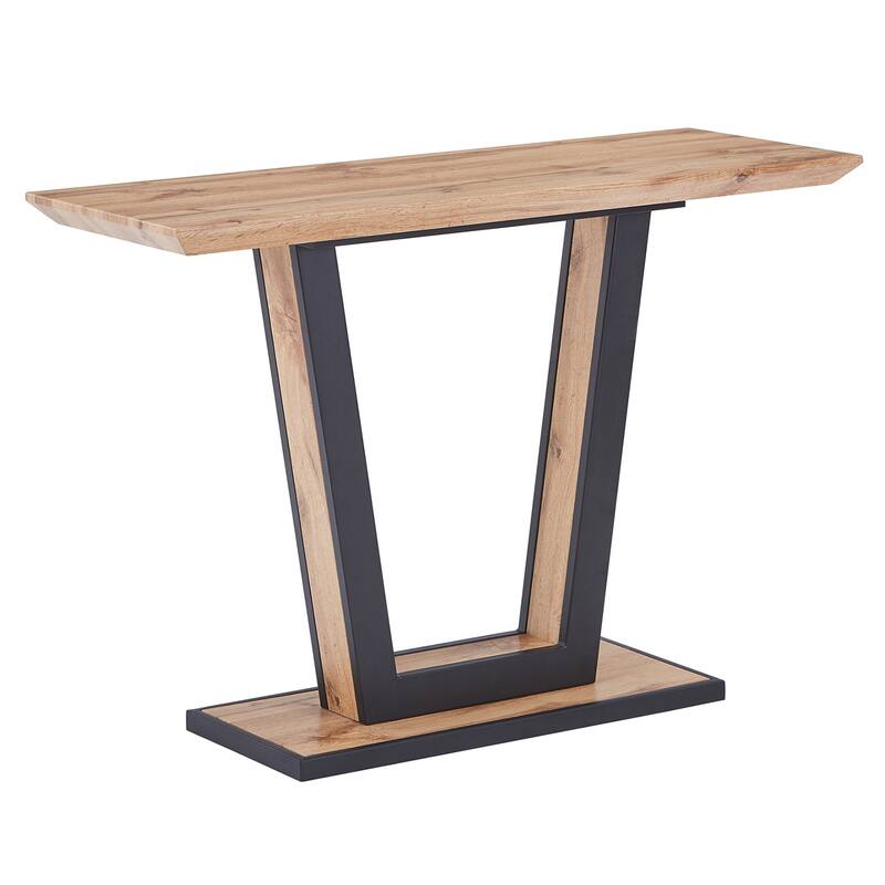 Modern MDF & Metal Console Table - Natural & Black - Natural - MDF