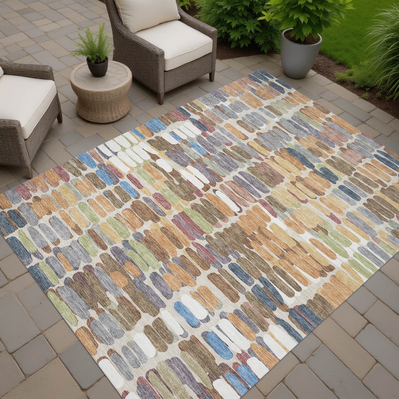 Machine Washable Indoor/ Outdoor Modern Caps Chantille Rug - Copper - 10' x 14'