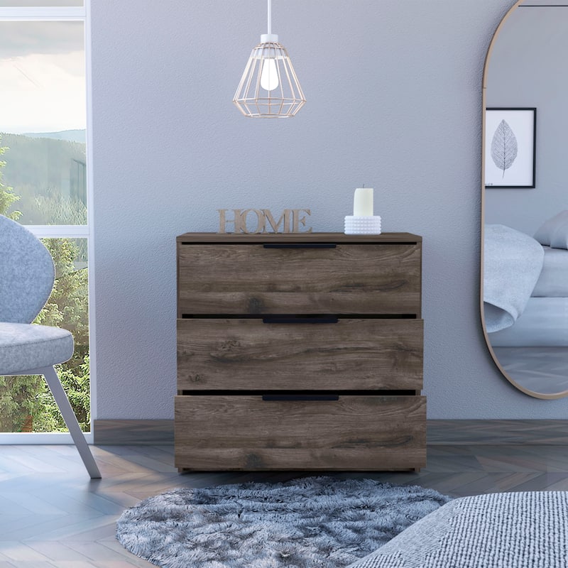 FM Furniture Washington 3 Drawer Dresser with Metal Handles