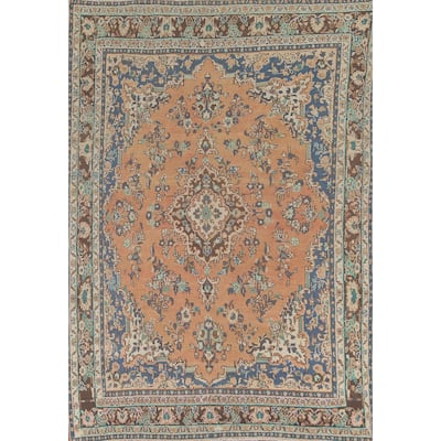 Traditional Hamedan Persian Vintage Area Rug Hand-Knotted Wool Carpet - 6'6"x 9'8"