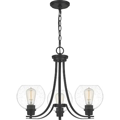 Quoizel Pruitt 3-Light 18" Transitional Chandelier in Matte Black