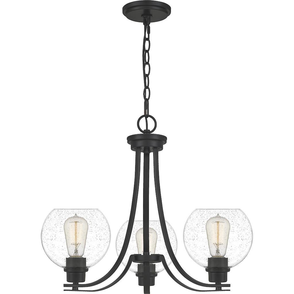 Quoizel Pruitt 3-Light 18" Transitional Chandelier in Matte Black