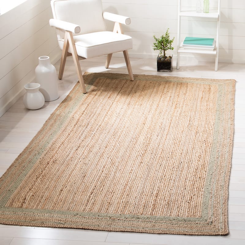 SAFAVIEH Handmade Natural Fiber Averi Border Jute Rug - 3' x 5' - Green/Natural