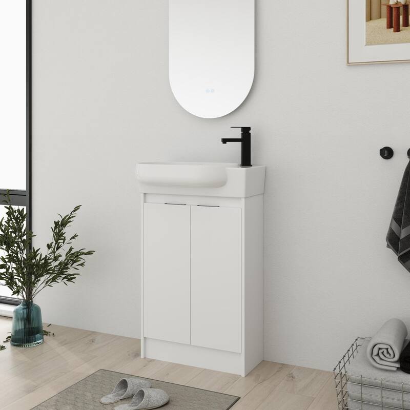 Bathroom Vanity With Sink In 16/18/23 Inch, Floating/Freestanding Bathroom Vanity With Soft Close Door