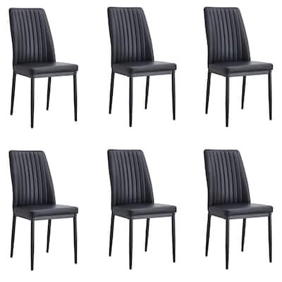 Leather Dining Chairs Set of 6 High Back Side Chairs Accent Chairs