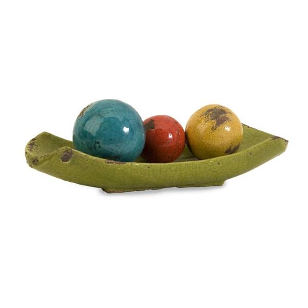 Shop Set Of 3 Multi Colored Decorative Ceramic Balls In A Lime