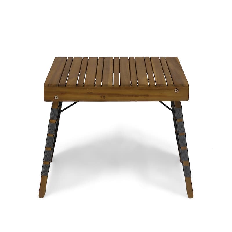 Lauren Outdoor Acacia Wood Foldable Side Table by GDFStudio - 19.75"W x 13.75"D x 16"H