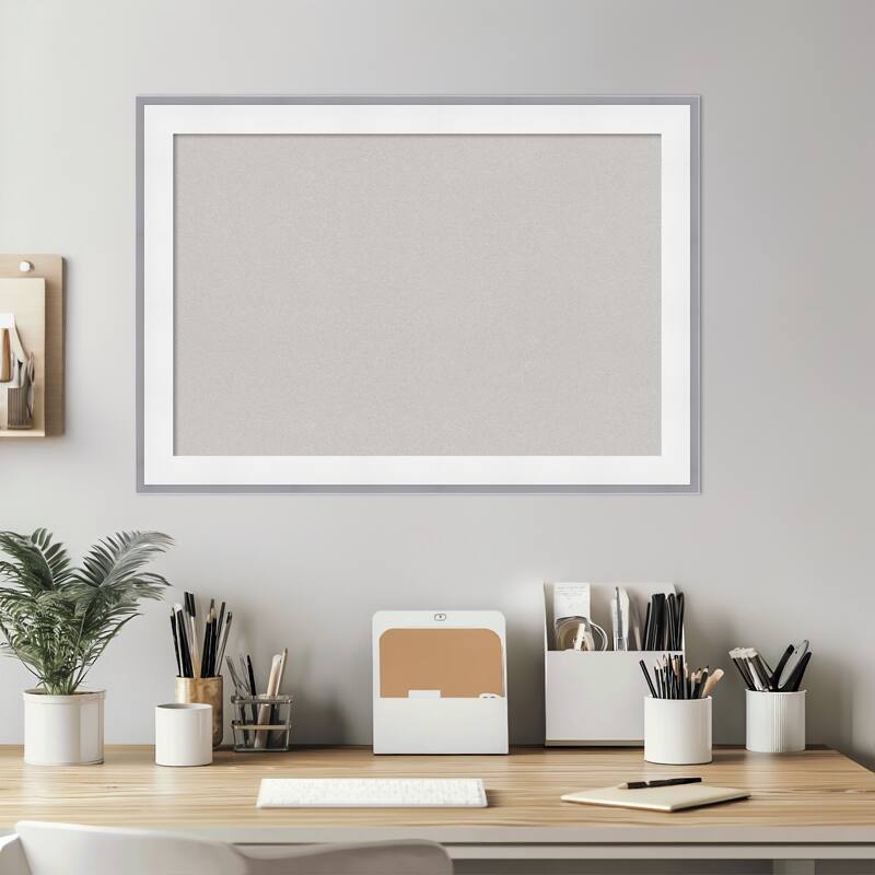 Maya White Silver Framed Cork Board - Bulletin Board, Organization Board, Pin Board