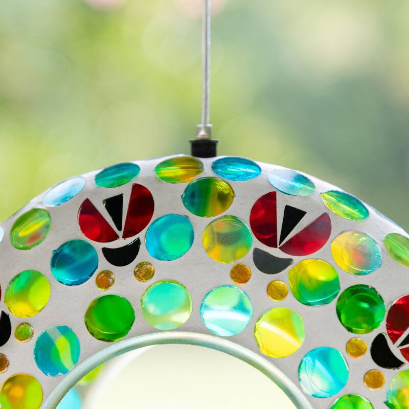 Glitzhome Round Hanging Multi-Color Mosaic Birdfeeder