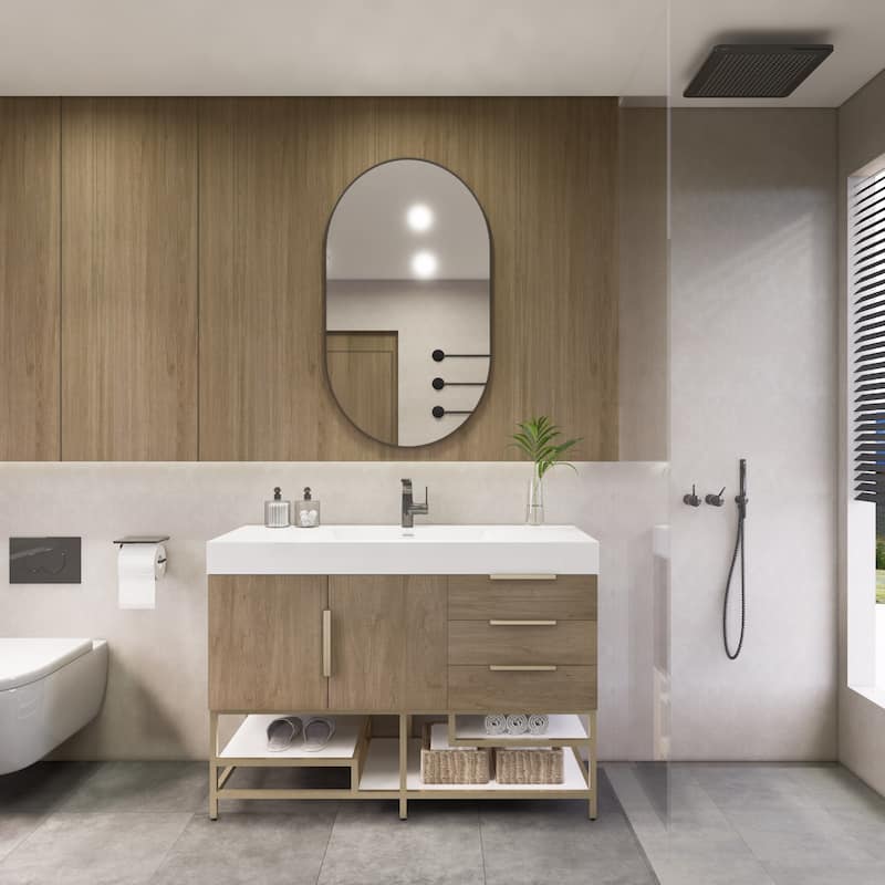 Noble 48" Free Standing Vanity with Reinforced Acrylic Sink - 48" Width - White Oak
