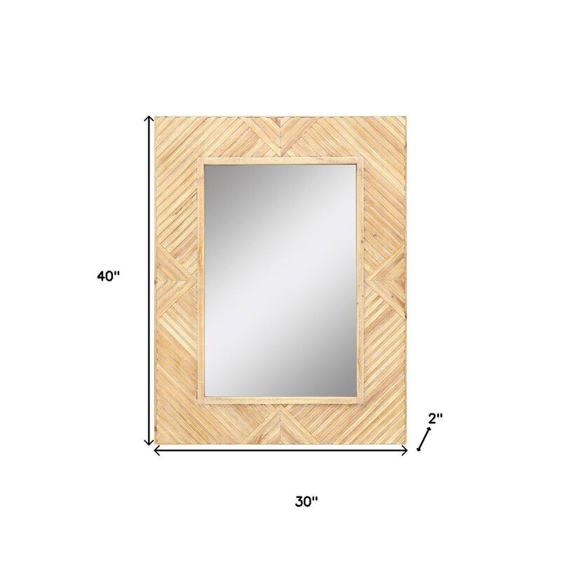 HomeRoots 40" Light Brown Wood Accent Mirror - 30.00 in. x 40.00 in. x 2.00 in.