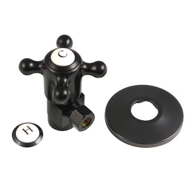 Kingston Brass 1/2"IPS x 3/8"O.D. Anti-Seize Deluxe Quarter-Turn Ceramic Hardisc Cartridge Angle Stop with Flange
