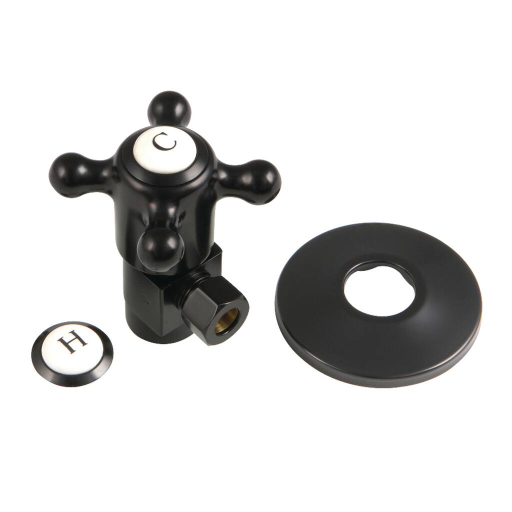 Kingston Brass 1/2"IPS x 3/8"O.D. Anti-Seize Deluxe Quarter-Turn Ceramic Hardisc Cartridge Angle Stop with Flange