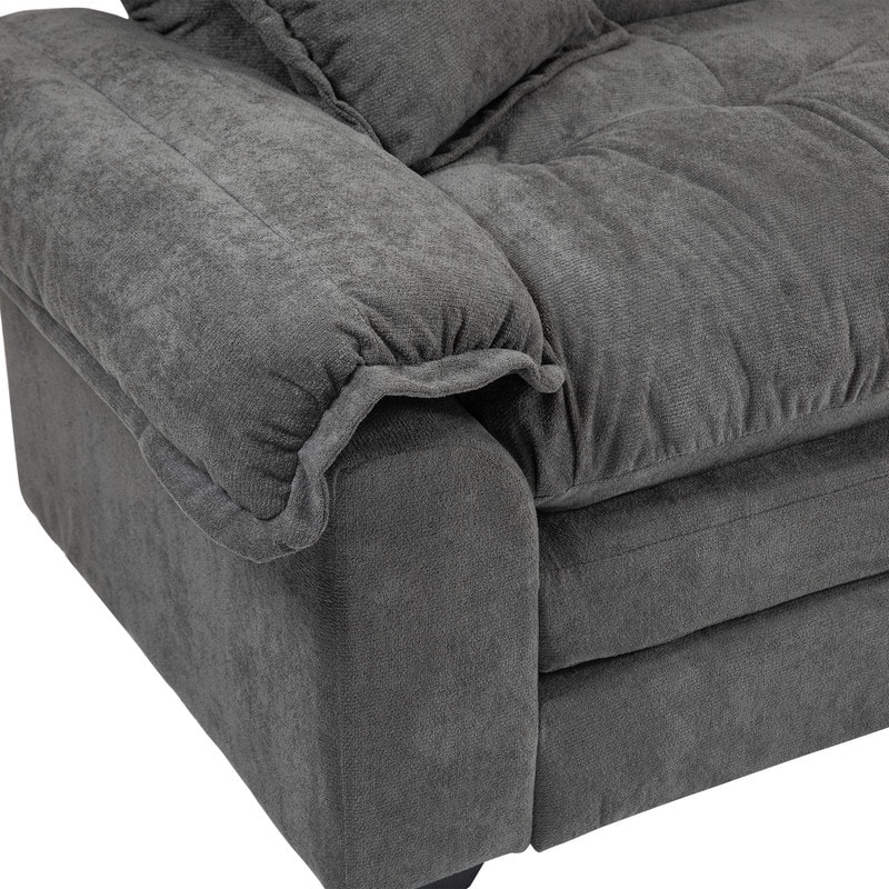 84" Chenille Loveseat Sofa with Memory Foam&Pocket Springs, Deep Seat Couch with 2 Throw Pillows
