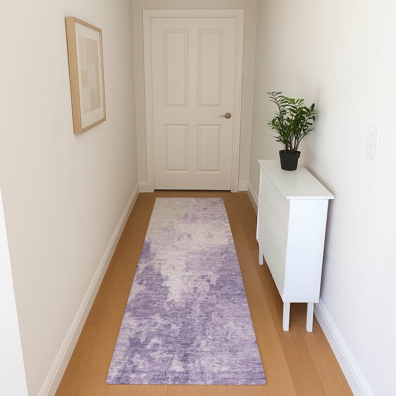 Premium Washable Super Soft Modern Abstract Mayfield Rug - Plum - 2'3" x 7'6"