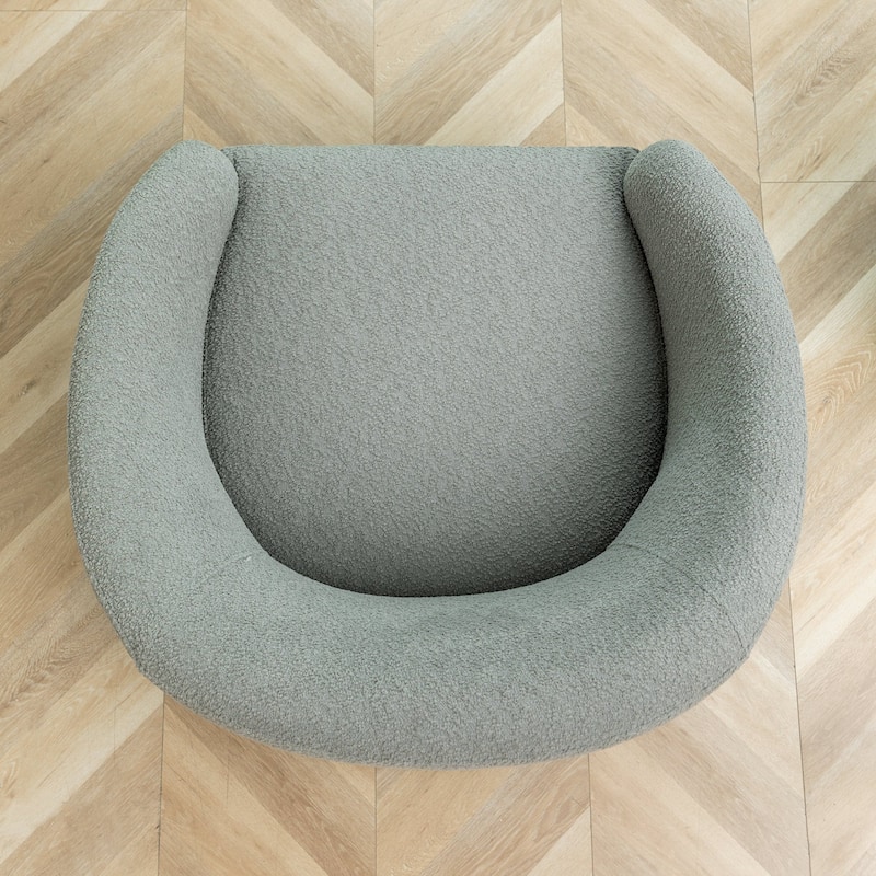 KINWELL 32"W Boucle Upholstered Swivel Barrel Accent Armchair
