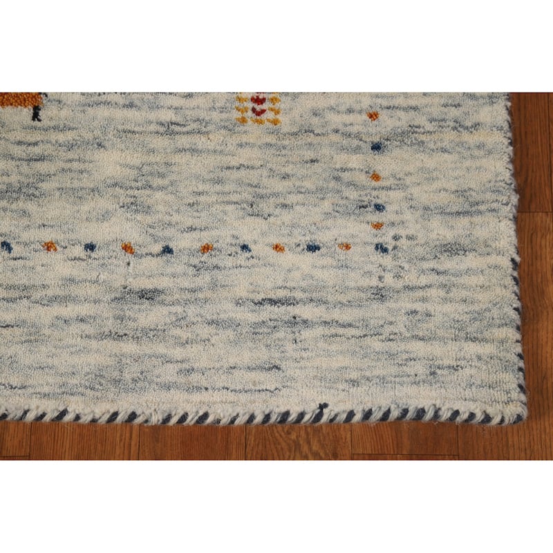 Little Animals Gabbeh Oriental Area Rug Hand-Knotted Wool Carpet - 4'0" x 5'10"