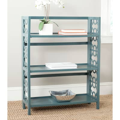 SAFAVIEH Natalie Teal Low Bookcase - 33.5" x 13.4" x 42.5"