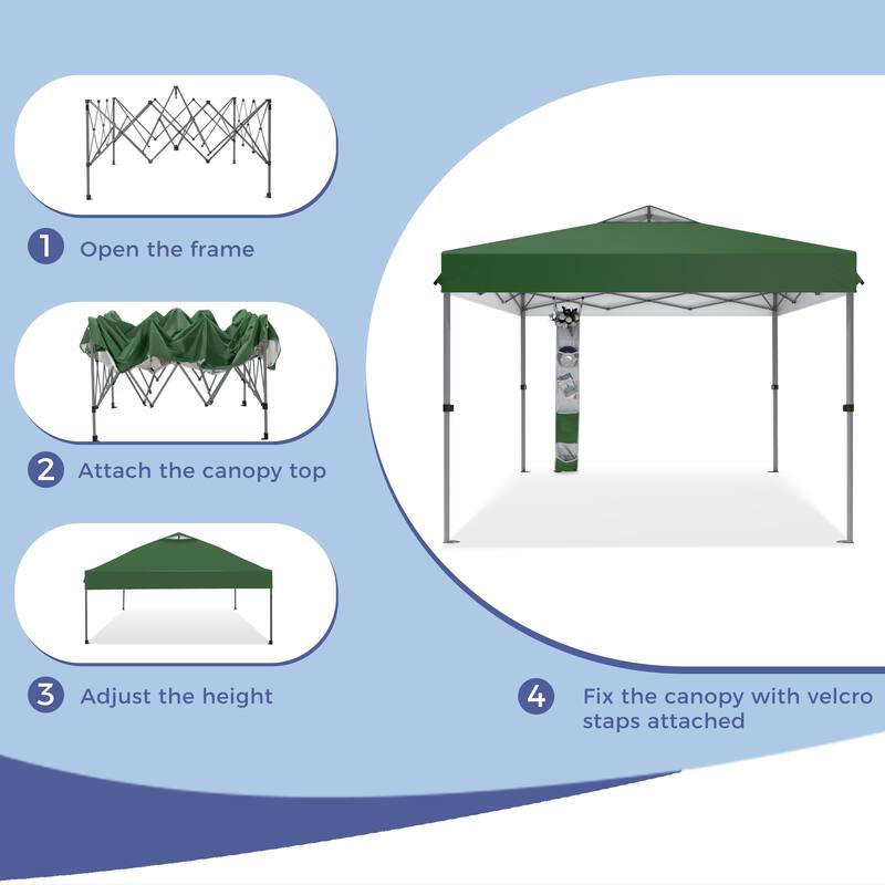 10' x 10' Pop Up Outdoor Canopy Tent Commercial Instant Reinforce Canopies with Wheel Carry Bag & Storage Pocket