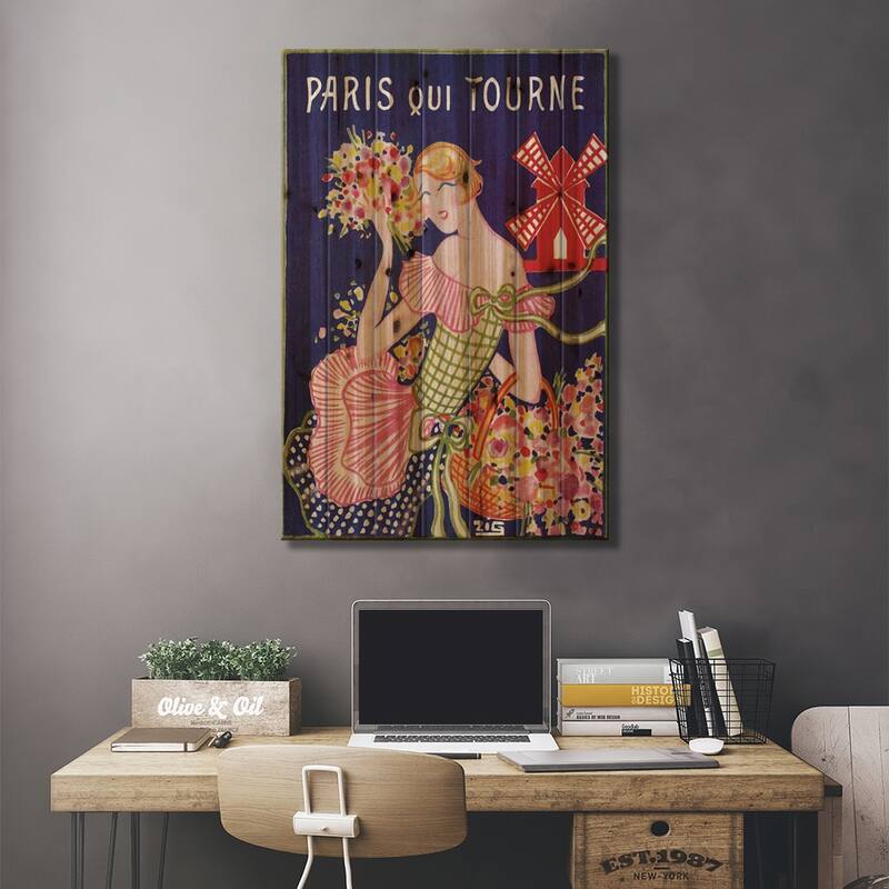 Moulin Rouge Advertisement: Paris Qui Tourne, 1929 Print On Wood by ZIG - Multi-Color