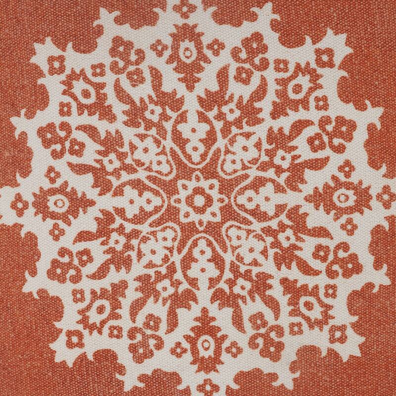 Sevita Casual Floral Mandala Medallion Throw Pillow with Tufted Border