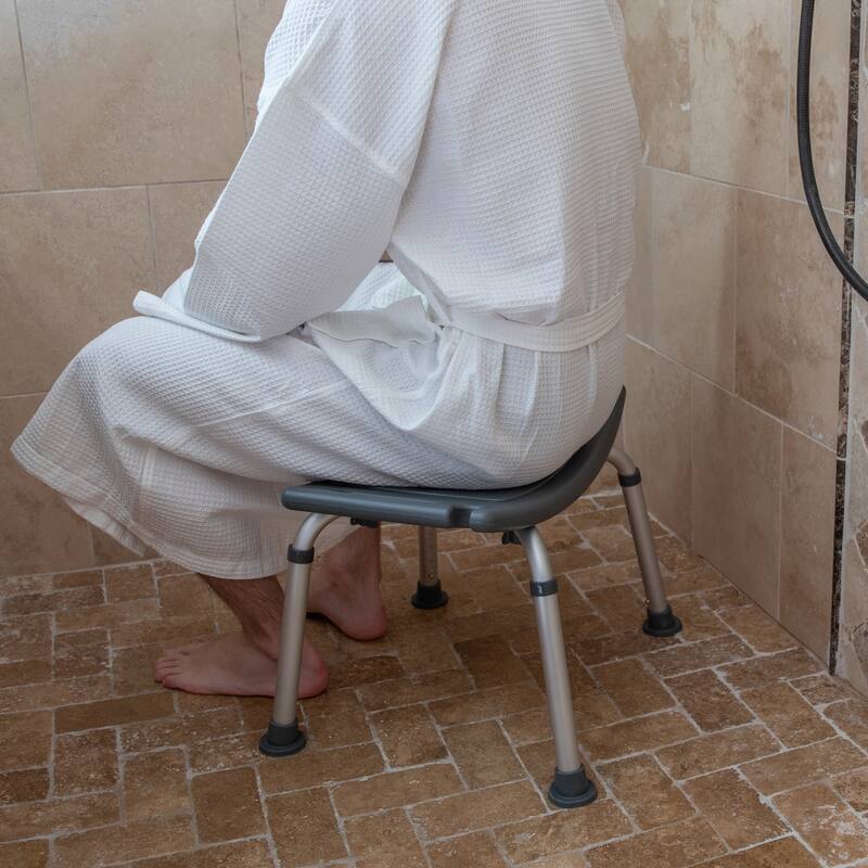 Tool-Free 300 Lb. Capacity, Adjustable Bath & Shower Chair w/Non-slip Feet - 17"D x 19"W x 14.5" - 21.5"H