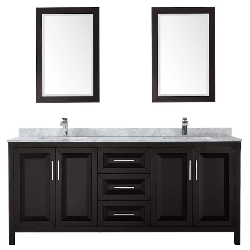 Daria 80-inch Double Vanity, Marble Top, 24-inch Mirrors