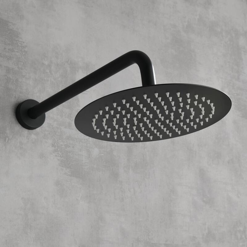Wall Mounted Shower Faucet With Rough-in Valve Modern Complete Shower System Rainfall 10 Inch Round Shower Head Tirm Kit Set