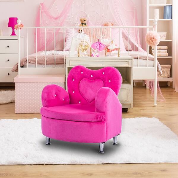 Shop Gymax Rose Kids Sofa Armrest Chair Couch Soft Velvet Toddler
