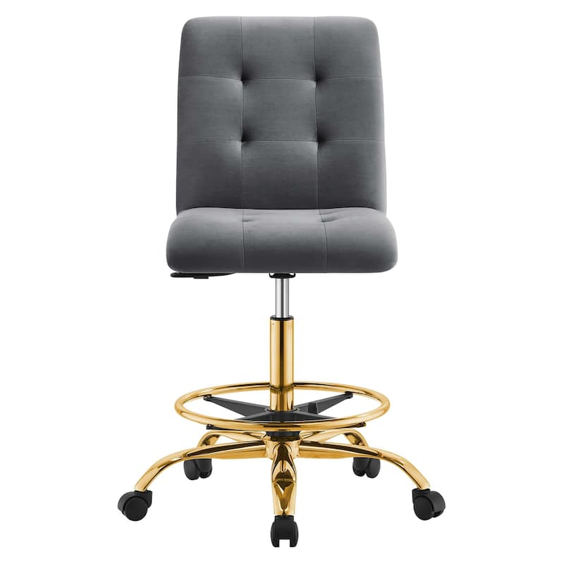 Prim Armless Performance Velvet Drafting Chair