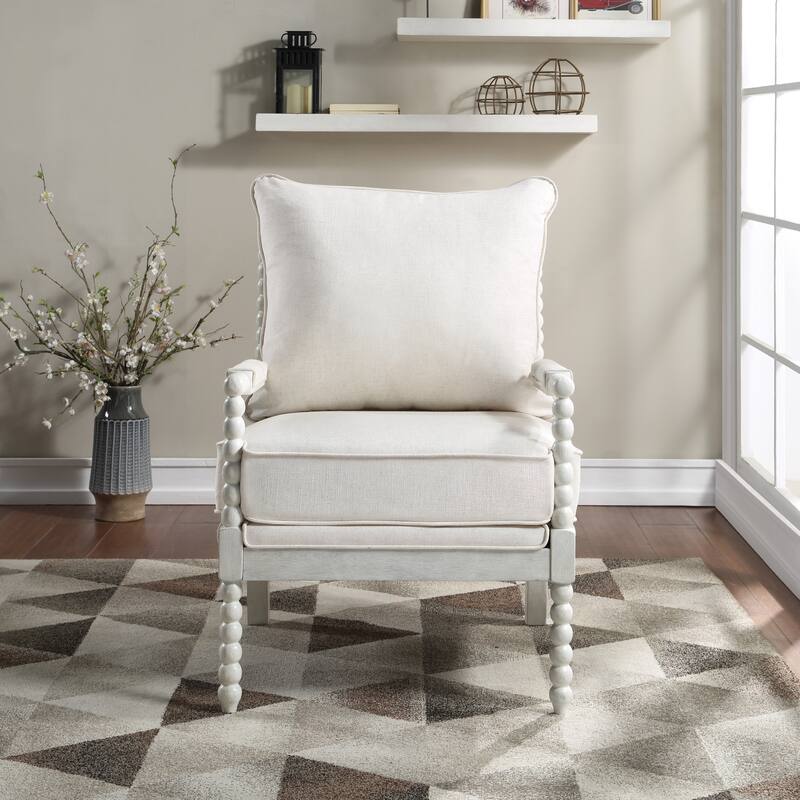 Kaylee Spindle Chair in Fabric with White Frame