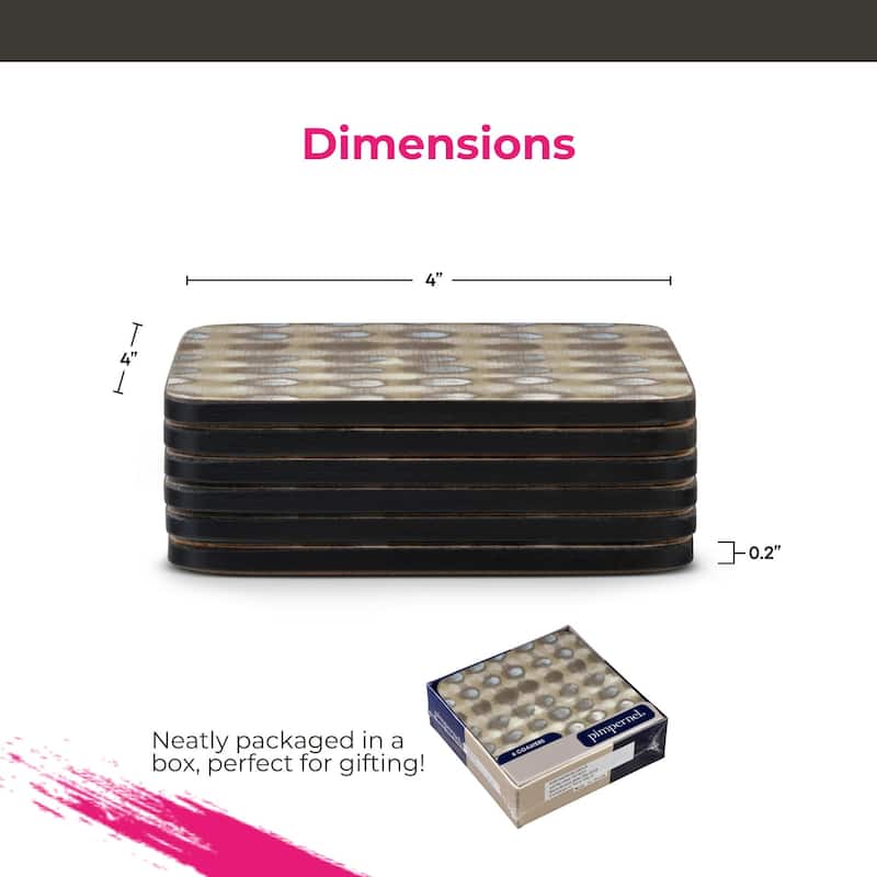 Pimpernel Set of 6 Pure Coasters - 4 Inches Sq.