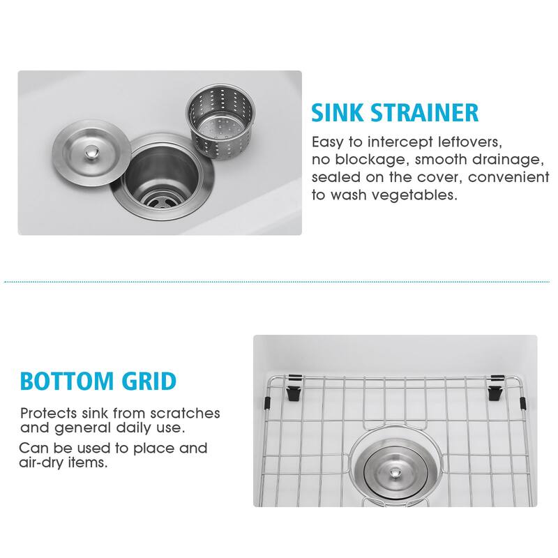 PROOX 18" L X 16" W Bar Sink Undermount Quartz Kitchen Sink With Basket Strainer