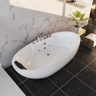 71 in. x 33.8 in. Center Drain Freestanding Whirlpool