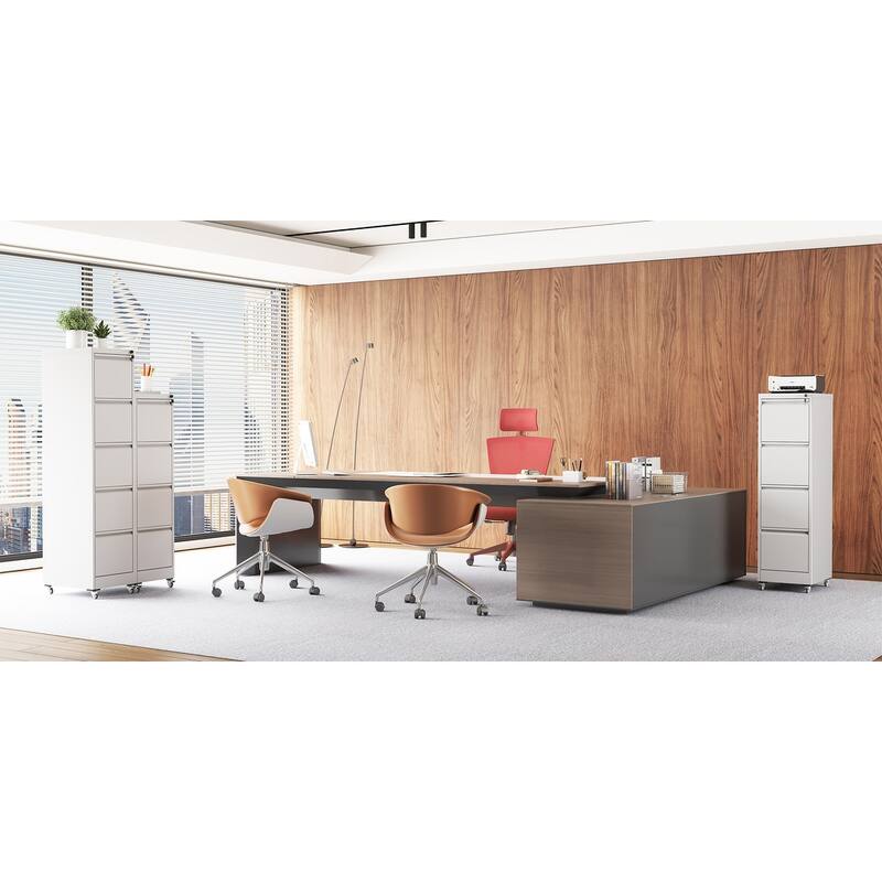 Modern Vertical File Cabinet, Heavy-Duty Lockable Filing Cabinet with 4 Drawer Locks and 4 Wheels, for Home Office